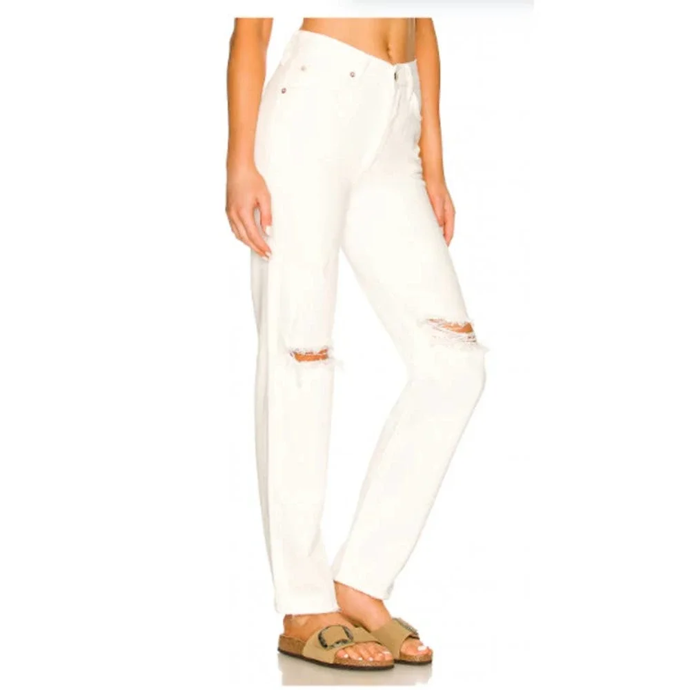 Free People The Lasso Jeans Button Fly White‎ Denim Size 26